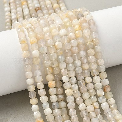 Натуральный белый лунный камень бисер пряди&nbsp;LS-G-I385-A01-1