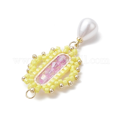 Стеклянные цилиндрические ромбовидные подвески из бисера PALLOY-MZ00651-01-1