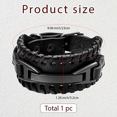 1шт. браслеты из искусственной кожи для мужчин с пряжкой из сплава AJEW-GF0011-49B-1