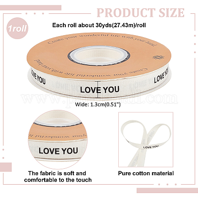 30 ярд хлопковой ленты с принтом «Люблю тебя» OCOR-WH0086-87B-1