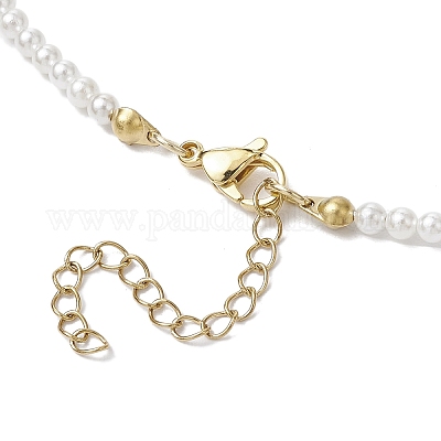 Ожерелья с подвесками в виде стеклянных капель и латунных дисков NJEW-JN05191-1