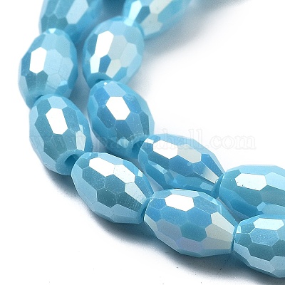 Стеклянные бусины с гальваническим покрытием  EGLA-A037-P6x8mm-B06-1