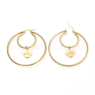 Серьги-кольца из нержавеющей стали 304 EJEW-C501-04G-1