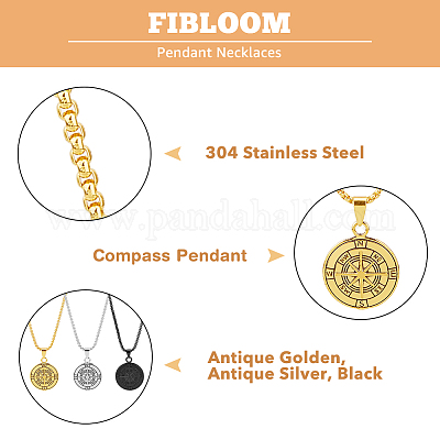 3 шт. набор из 3-х цветных кулонов-компасов из нержавеющей стали 304&nbsp;NJEW-FI0001-51-1