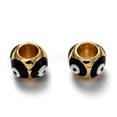 Латунные европейские эмалевые бусины KK-B028-25G-B-1