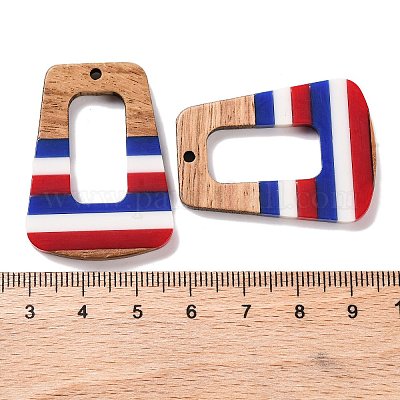 Подвески из непрозрачной полосатой смолы и орехового дерева в честь Дня независимости RESI-U010-02O-1