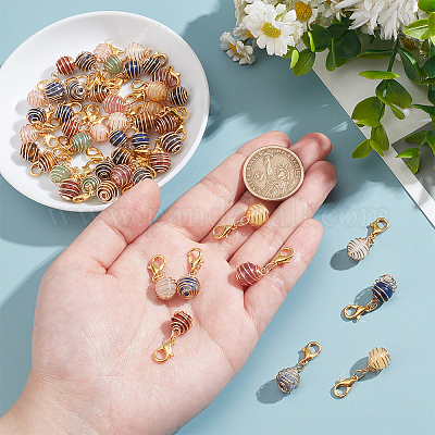 Круглые подвески с медной проволокой HJEW-AB00711-1