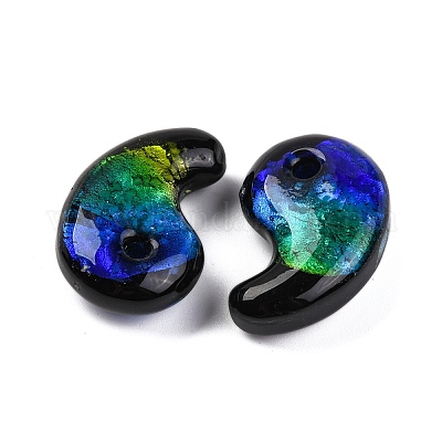 Светящиеся бусины лэмпворк ручной работы из серебряной фольги LAMP-F022-05F-1