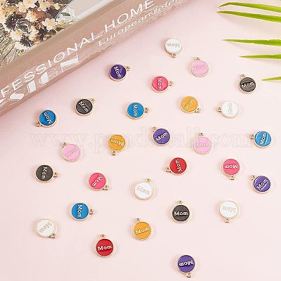 80 шт. 8-цветные эмалевые подвески на тему Дня матери ENAM-OC0001-07-1