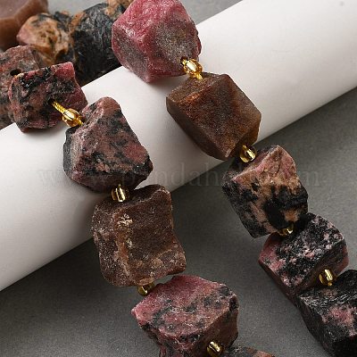 Нити бусин из необработанного натурального родонита G-Z087-B13-1