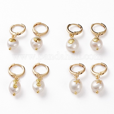 Латунные английском замке Серьги-кольца EJEW-JE04433-1