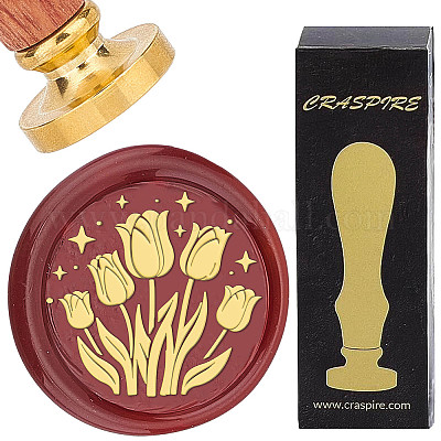 Латунные восковые печати с деревянной ручкой AJEW-WH0412-0056-1