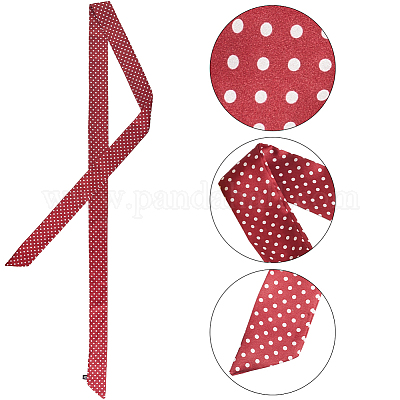 Длинный шелковый шарф из полиэстера с узором в горошек для женщин и девочек AJEW-WH20042-79C-1