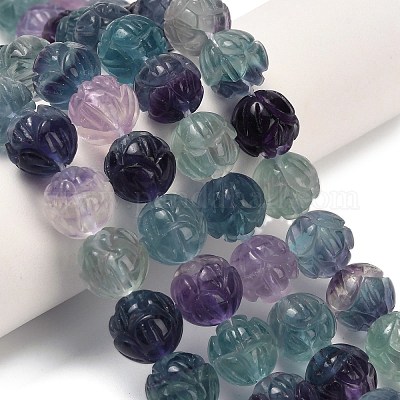 Нити резных бусин из натурального флюорита G-L634-J04-B01-1