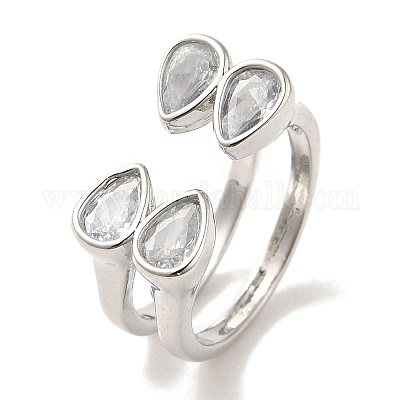 Латунные кольца с цирконием микро паве для женщин RJEW-E295-45P-1