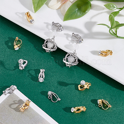 16 шт. 2-х стилевые латунные клипсы-серьги KK-PH0001-84-1