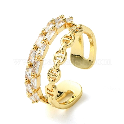 Кольцо из латуни с микропаве из кубического циркония RJEW-Z033-06G-1