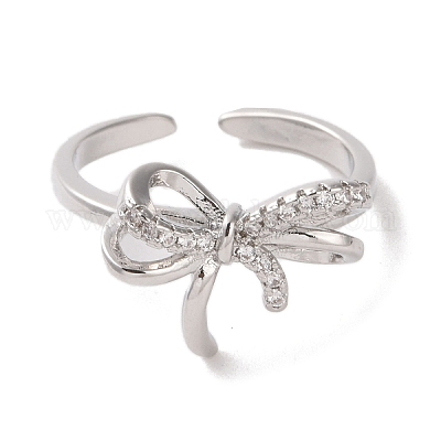 Открытое кольцо-манжета из латуни с микропаве из кубического циркония RJEW-K256-58A-P-1