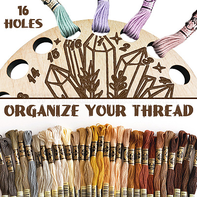 16-позиционные деревянные лотки для хранения ниток для вышивания&nbsp;TOOL-WH0056-033-1