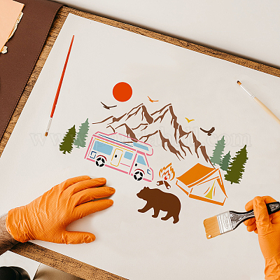 Mountain Stencils For Painting On Wood Burning Stencils And Patterns  Reusable Nature Deer Tree Stencils For Crafts Canvas Furniture Wall Drawing