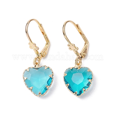 Стеклянная серьга с защелкой EJEW-C077-14KCG-1