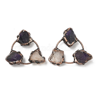 Натуральные аметисты и цитрины треугольные кабошоны G-H332-04R-1