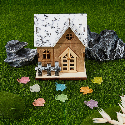 80 шт. 8-х цветные светящиеся в темноте смоляные кабошоны RESI-DC0001-25-1