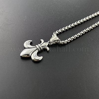 Винтажные мужские панк-ожерелья с подвеской в виде геральдической лилии из нержавеющей стали 304 OG3380-1