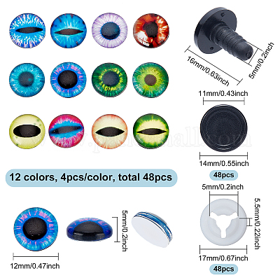 Wholesale BENECREAT 48Pcs Eye with Eye Pattern Glass Cabochons 