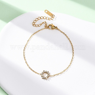 Браслеты из нержавеющей стали 304 с подсолнухом для женщин BJEW-R027-01G-1