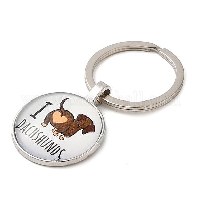 Полукруглый/купольный брелок-подвеска из сплава и стекла KEYC-D020-01P-03-1