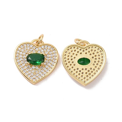 Сердце латунные микро проложить кубического циркония подвески KK-G435-01G-01-1