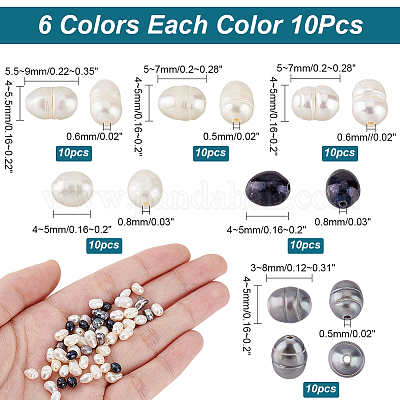60 шт. 6 вида бусин из натурального культивированного пресноводного жемчуга PEAR-WR0001-03-1