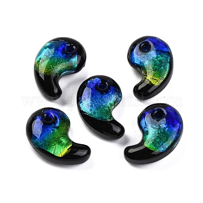 Светящиеся бусины лэмпворк ручной работы из серебряной фольги LAMP-F022-05F-1