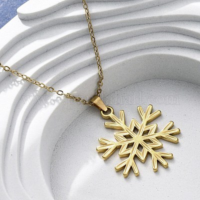 Ожерелья с подвесками из нержавеющей стали 304 в виде снежинки NJEW-M096-07G-1