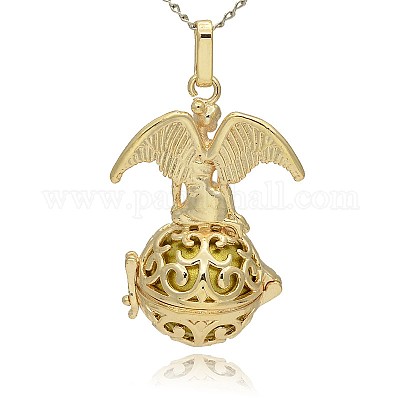 Золотой тон латунь полые круглые подвески KK-J242-08G-1