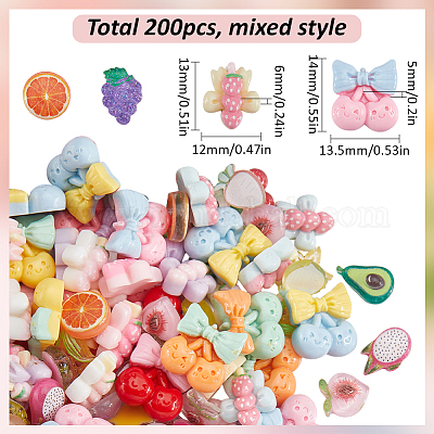 Прозрачные и непрозрачные кабошоны из декодированной смолы в фруктовом стиле RESI-SP0001-10-1