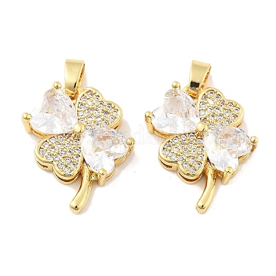 Клевер латунные микро проложить кубического циркония подвески KK-M325-13A-G-1