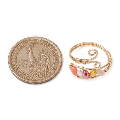 Открытые манжеты с разноцветными стеклянными рисовыми бусинами RJEW-TA00110-01-1