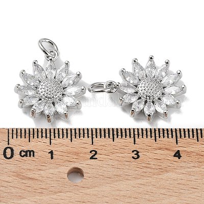 Подвески из латуни с покрытием из прозрачного кубического циркония KK-B078-01P-1