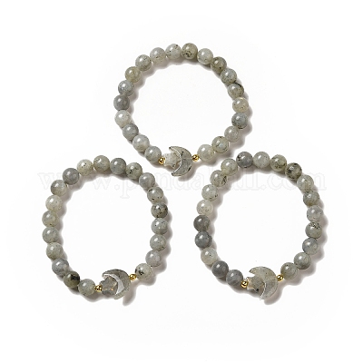 Эластичный браслет из бисера с луной и звездой из натуральных и синтетических драгоценных камней для женщин G-G997-C-1