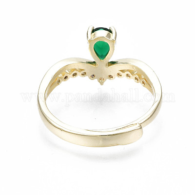 Регулируемое кольцо с короной из зеленого кубического циркония&nbsp;RJEW-N035-067-NF-1