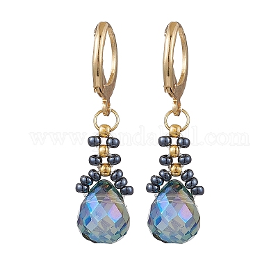 Серьги с заклепками из стеклянных бусин EJEW-MZ00398-1