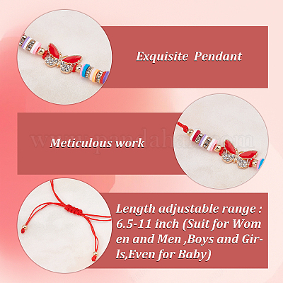 New Handmade Braided String Butterfly Bracelet For Women Red Rope