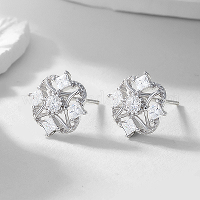 Элегантные минималистичные серебряные серьги с цирконами для повседневной носки у женщин. LR5887-2-1