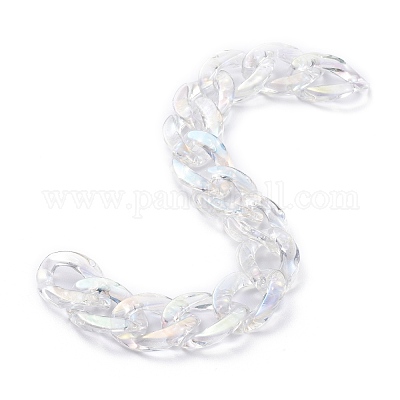 Handmade Transparent Acrylic Cable Chains, Twisted Chains, Clear AB, Link:  23x17x3.5mm, about 39.37 inch(1m)/strand