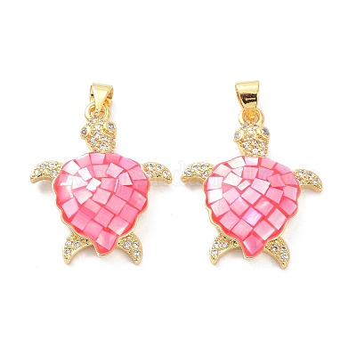 Настоящие позолоченные кулоны из латуни с микропаве KK-D004-05G-E-1