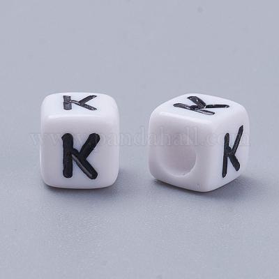 300pc/50g 6mm White Letter A~Z Acrylic Alphabet Beads Cube Letter