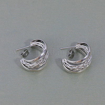 Элегантные модные витые серьги-гвоздики в форме буквы С из латуни AO6382-1