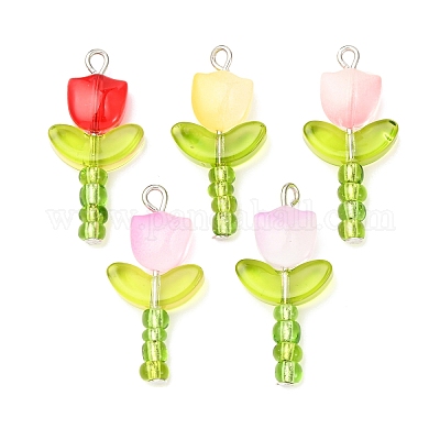 5 шт. 5-х цветные прозрачные подвески-лэмпворк PALLOY-JF04462-02-1